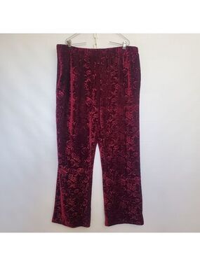 MARC NEW YORK ANDREW MARC BURGUNDY VELOUR PANTS PULLON WOMENS (XL)